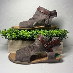 Blowfish Malibu Blumoon Sandals, Women's Size 8 Brown Tan Zip Slip On